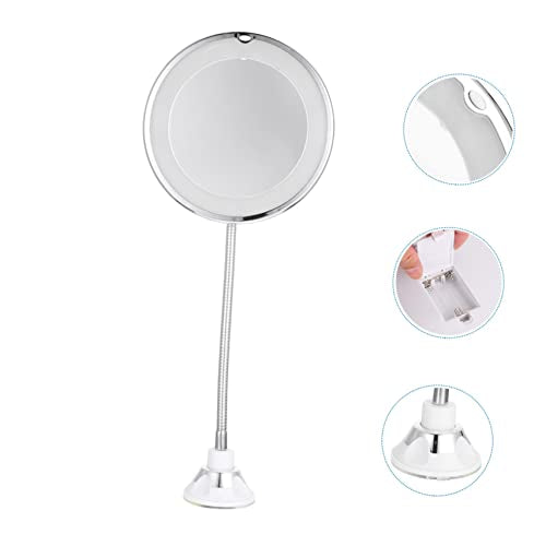 Led Lighted Makeup Mirror Magnify Suction Cup Tabletop for Bathroom Magnifying Cosmetics Mirror - color: White