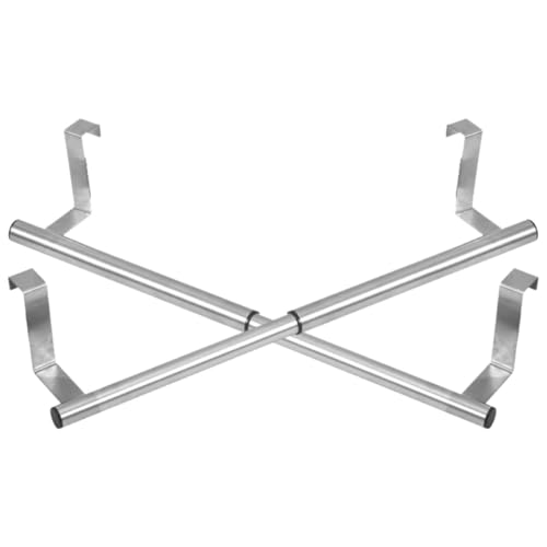 GLEAVI 2pcs Stainless Steel Stretch Towel Bars Adjustable Over Cabinet Door Hand Towel and Dish Cloth Holders Kitchen and Bathroom Rack Organizer