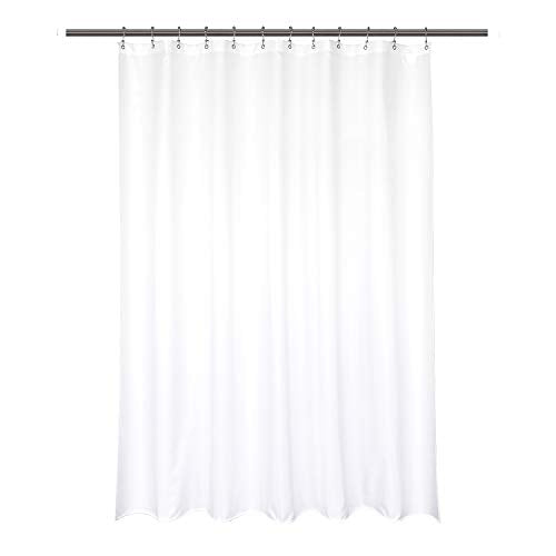Barossa Design Waterproof Fabric Short Shower Curtain Liner Microfiber 72" W x 66" H - Hotel Quality, Machine Washable, White Shower Liner for Bath Tub, 72x66 - color: Pure White, size: 72"W x 66"L (Pack of 1)