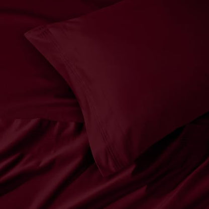 Superior Egyptian Cotton 4 Piece Sheet Set, Luxury 1000 Thread Count, Eco-Friendly, Sustainable Sheets, Ultra-Soft Basics, Solid, Deep Pocket Fitted Sheet, Flat Sheet, Pillowcases, Queen, Burgundy - color: Burgundy, size: Queen