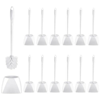 FoldTier 15 Sets Toilet Holder and Brush Set 16.14 Inch Toilet Bowl Cleaner Brush with Caddy Bathroom Scrub Plastic Scrubber with Long Handle for Bathroom Cleaning, Easy to Assemble (White) - color: White