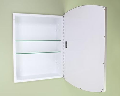 16x20 Harper Crescent Metal Framed Rectangle Recessed Bathroom Medicine Cabinet, Arced Mirror, 14x18 in-Wall Opening, Adjustable Glass Shelves, Magnet Close, Brushed Nickel - color: Brushed Nickel, size: 16x20