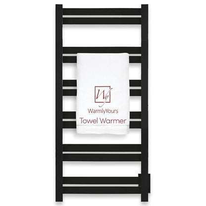 WarmlyYours Grande Heated Towel Rack, 12 Bars, Matte Black | Wall-mounted electric towel warmer rack and dryer, 120V hardwired, flat heated bars for towels and bathrobes - color: Matte Black, size: 12 Bars