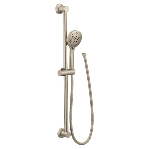 Moen Brushed Nickel Eco-Performance 5-Function Handheld Removable Shower Head, Adjustable 30-Inch Slide Bar and 69-Inch Long Hose, 3558EPBN - color: Brushed Nickel