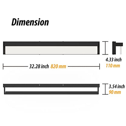 LED Bathroom Vanity Light Fixture Over Mirror 32.3 inch Modern Rectangle Black Matte Metal Lighting Bar 4000K Daylight Wall Sconce (Black) - color: Black, size: 32 inch