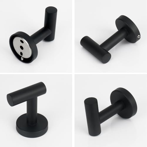 NearMoon Bath Towel Hooks- SUS 304 Stainless Steel Robe Hook Holder, Heavy Duty Coat Hook for Bathroom Livingroom Hotel Kitchen Garage, Wall Mounted (Matte Black, 16 Pack) - color: Matte Black, size: 16 Pack