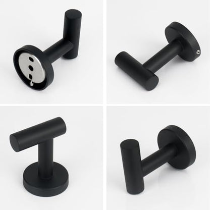 NearMoon Bath Towel Hooks- SUS 304 Stainless Steel Robe Hook Holder, Heavy Duty Coat Hook for Bathroom Livingroom Hotel Kitchen Garage, Wall Mounted (Matte Black, 16 Pack) - color: Matte Black, size: 16 Pack