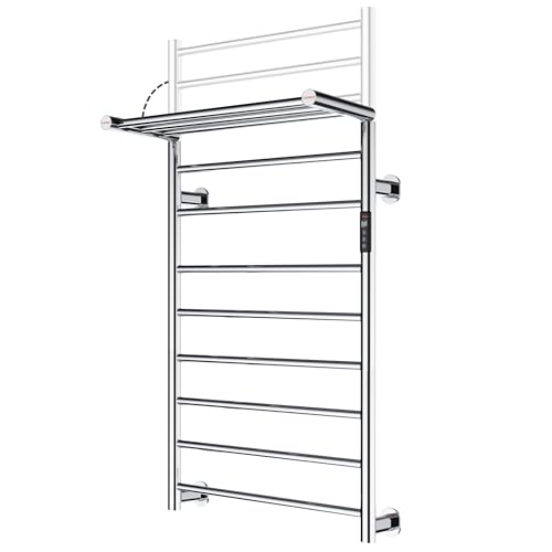 Heated Towel Rack Foldable Smart Dual-Zone App No-Drill Chrome CA3 - color: Chrome, size: Pro-11Bar H43.31 x W21.65