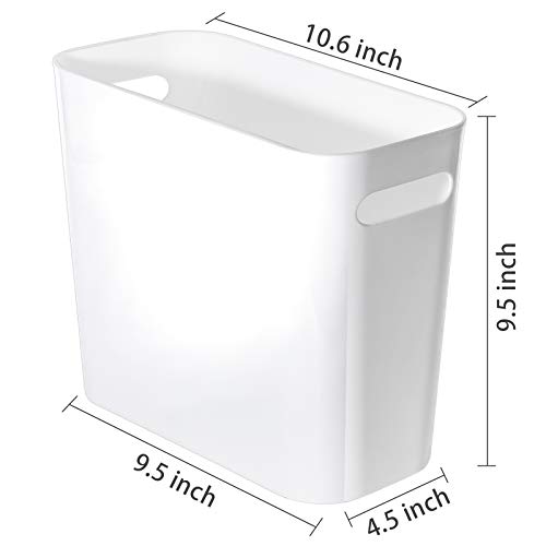 Youngever 1.5 Gallon Slim Trash Can, Plastic Garbage Container Bin, Small Trash Bin with Handles for Home Office, Living Room, Study Room, Kitchen, Bathroom (1 Pack White) - color: White
