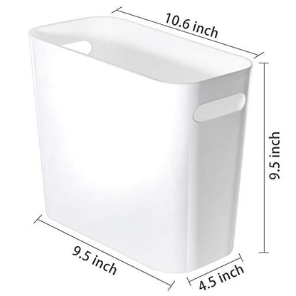 Youngever 1.5 Gallon Slim Trash Can, Plastic Garbage Container Bin, Small Trash Bin with Handles for Home Office, Living Room, Study Room, Kitchen, Bathroom (1 Pack White) - color: White