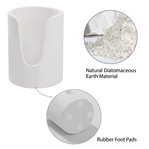 Bathroom Cup Dispenser, Diatomaceous Earth Mouthwash Cup Holder, 3oz Cup Holder for Bathroom Counter, Disposable Cup Dispenser, Guest Bathroom Essentials, White (Cups Not Included)