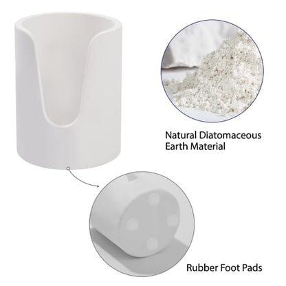 Bathroom Cup Dispenser, Diatomaceous Earth Mouthwash Cup Holder, 3oz Cup Holder for Bathroom Counter, Disposable Cup Dispenser, Guest Bathroom Essentials, White (Cups Not Included)
