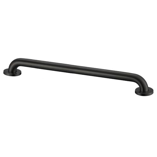 Stardrix 24-Inch ADA Compliant Grab Bar, 1.5" Diameter, Concealed Mounting Flanges, Handicap Friendly, Commercial & Residential Bathrooms, Matte Black Stainless Steel - color: Matte Black, size: 24"