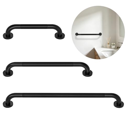 3 Pack Black Bathroom Grab Bar, Munzong 16" 24" 32" Shower Bar Commercial | Black Safety Balance Bar Handicap Stainless Steel Hand Rail for Elderly Injury Senior Bath Handle - color: Black, size: 16",24",32"