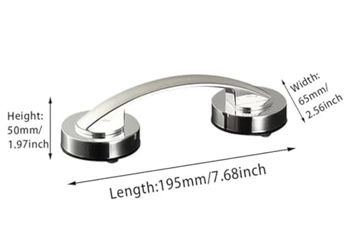 WANLIAN Powerful Suction Cup Glass Mirror Door Handle, Refrigerator Drawer Bathroom Suction Cup wall handrail, Bathtub Shower Handle Kitchen Drawer Cabinet Handle (Silver) | Can be used for glass sliding doors, refrigerator doors, kitchen drawers, cabinet