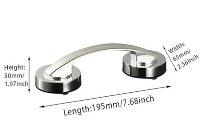 WANLIAN Powerful Suction Cup Glass Mirror Door Handle, Refrigerator Drawer Bathroom Suction Cup wall handrail, Bathtub Shower Handle Kitchen Drawer Cabinet Handle (Silver) | Can be used for glass sliding doors, refrigerator doors, kitchen drawers, cabinet