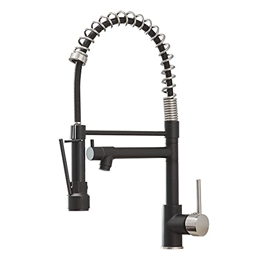 AIMADI Kitchen Sink Faucet,Black Kitchen Faucets with Pull Down Sprayer | Black Stainless Steel Single Handle One Hole Kitchen Faucet,Matte Black,Ceramic Cartridge,Easy DIY Install - color: Black Nickel, style: Contemporary