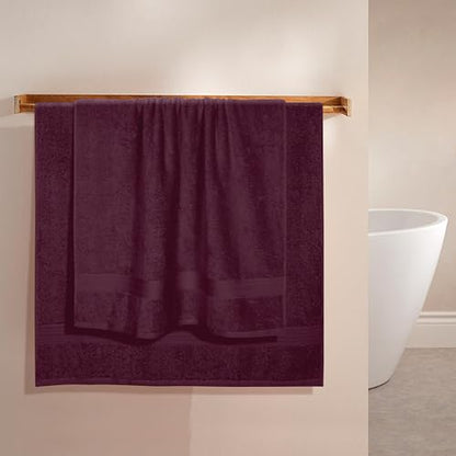 BOUTIQUO Cotton 2 Pack Oversized Bath Towel Set, Large Bath Towels 27x54, Ultra Soft, Absorbent, Compact, Quick Drying and Lightweight, Eco-Friendly and 100% Recyclable Towel Set - Burgundy - color: Burgundy, size: Bath Towel - Pack of 2