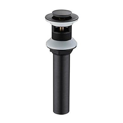 SUMERAIN Pop Up Drain Stopper with Overflow, Matte Black Finish | Solid Brass, Bathroom Sink Drain, Tool-Free Installation - size: S7306O