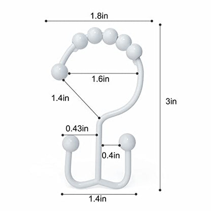 Shower Curtain Hooks, Goowin Shower Curtain Rings, Stainless Steel Shower Curtain Hooks Rust Proof Free Sliding Double Shower Hooks for Curtain, Shower Curtains & Liners (White) - color: White