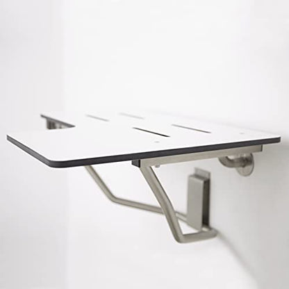 Seachrome 28" x 22.5" Lift-Assist ADA L-Shaped Reversible Bathroom Shower Bath Transfer Seat, Folding Wall-Mounted White Phenolic Seat - color: White, size: 28 x 22.5