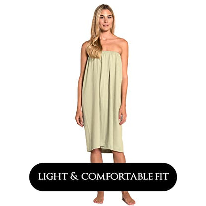 Canyon Rose Waffle Weave Long Spa Wrap, One Size, Sage | Luxurious Waffle Knit Body Wrap, Generous Length, Elasticized Top with Touch-and-Close Fastener, Machine Washable - color: Sage
