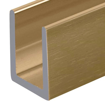 Brixwell SDCD38SB-CCP4 Satin Brass 3/8" Fixed Panel Shower Door Deep U-Channel - 4 inch Sample - color: Satin Brass, size: 4 Inch - Sample
