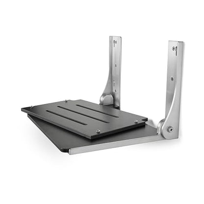 Seachrome Silhouette Folding Wall Mount Shower Bench Seat, Black Seat with Silver Frame - color: Matte Black Seat With Silver Frame