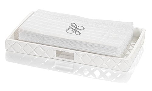 Creative Scents Quilted Mirror Vanity Trays for Bathroom – Decorative Cosmetics Organizer - Durable Resin -Bathroom Tray for Arranging Perfume/Jewelry/Makeup - Elegant Bathroom Accessories (White) - style: Vanity Tray