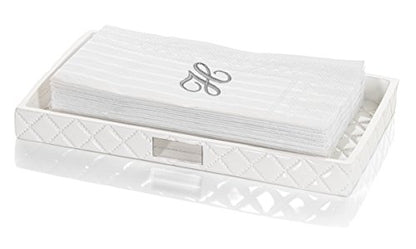 Creative Scents Quilted Mirror Vanity Trays for Bathroom – Decorative Cosmetics Organizer - Durable Resin -Bathroom Tray for Arranging Perfume/Jewelry/Makeup - Elegant Bathroom Accessories (White) - style: Vanity Tray