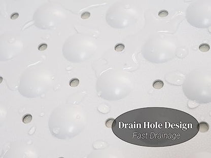 Bathtub Mat Non Slip, Shower Mats with Suction Cup and Drain Holes, Showers Floor Bath Mats for Tub, Drainage Hole Bath Tub Mat for Bathroom (27.6" × 15", Light Grey) - color: Light Grey