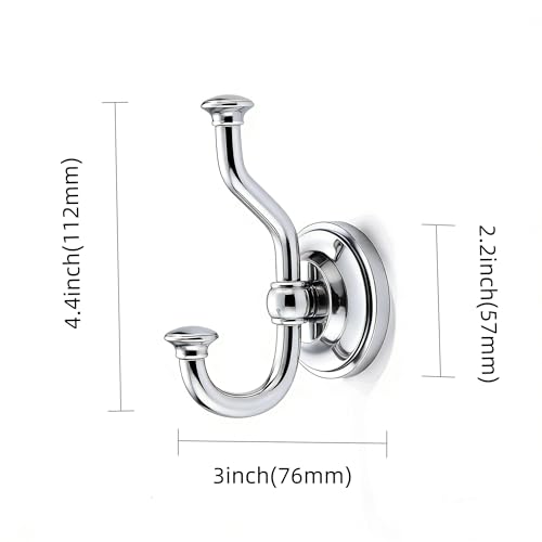 1 Pack 4-1/2 Inch Zinc Alloy Polished Chrome Towel Hooks | Solid Metal | Wall Mount | Robe Hooks | Coat Hooks | For Bathroom, Shower, Bedroom, Entryway | Bathroom Hardware Accessories - color: Polished Chrome