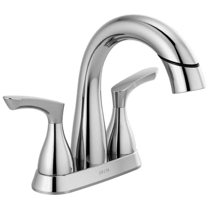 Delta Broadmoor Centerset Chrome Bathroom Faucet with Sprayer, 4 Inch 3 Hole Bathroom Sink Faucet with Pull Out Sprayer, Push-Pop Drain, Chrome 25765LF-PD - color: Chrome