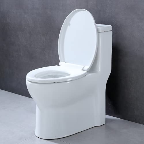 CYRRET Toilet Seat Round with Lid, Slow Close, Easy to Install and Clean, Durable Plastic, White, Replacement Toilet Seats, Fits Standard Round Toilets Bowl - style: Round