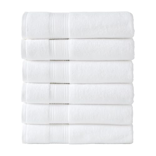 Modern Threads Hotel Collection 6-Pack 100% Ring Spun Cotton, Highly Absorbent Quick Drying Bath Towel Set, White, 27x54 - size: 27x54