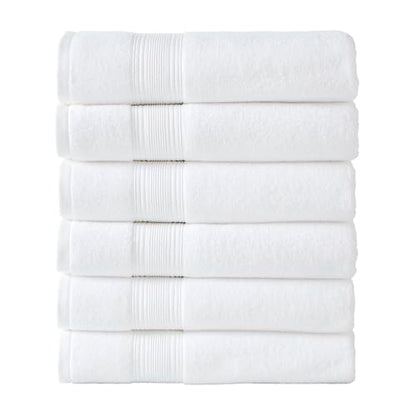 Modern Threads Hotel Collection 6-Pack 100% Ring Spun Cotton, Highly Absorbent Quick Drying Bath Towel Set, White, 27x54 - size: 27x54