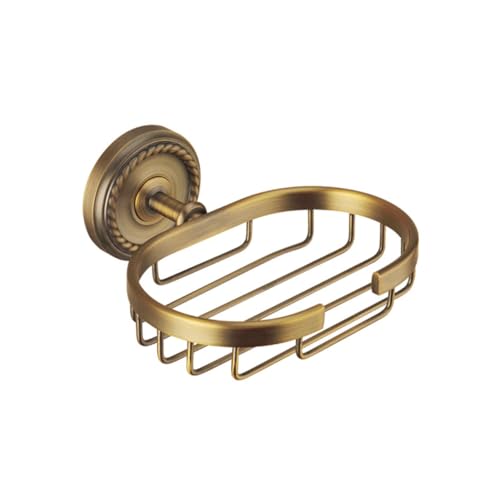 SHOWERORO Wall Mount Soap Holder Vintage Soap Basket Solid Brass Soap Shelf Wall Mounted Soap Holder Bronze Adhesive Soap Dish