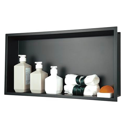 Shower Niche 24"x12"，No Tile Needed，Stainless Steel Niche Bathroom for Shower Wall，Matte Black （ 24 x 12 in） - color: Black, size: 12 * 24 in