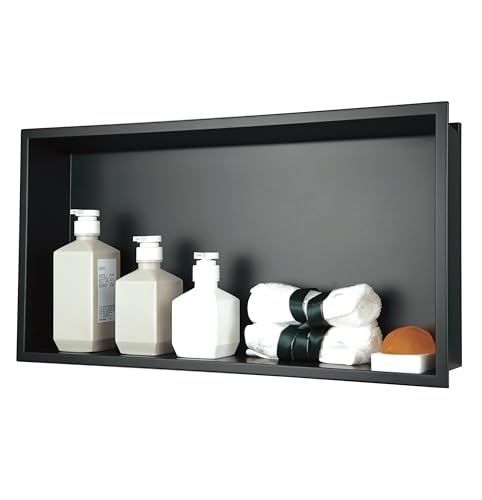 Shower Niche 24"x12"，No Tile Needed，Stainless Steel Niche Bathroom for Shower Wall，Matte Black （ 24 x 12 in） - color: Black, size: 12 * 24 in