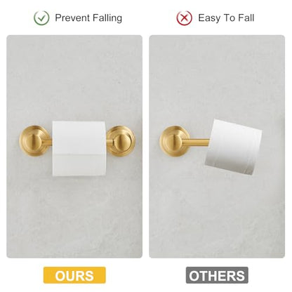 Bathroom Toilet Paper Holder Wall Mount Tissue Holder Brushed Gold | Rustproof Toilet Tissue Roll Holder, Flexible Double Post Pivoting Handle, Bathroom Accessories SUS304 Stainless Steel - color: Brushed Gold