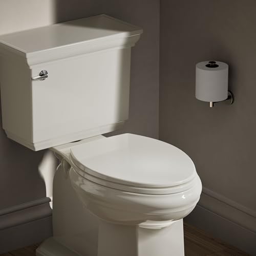KOHLER K-4774-47 Brevia Elongated Toilet Seat with Quick-Release Hinges And Quick-Attach Hardware For Easy Clean, Almond - color: Almond, size: Elongated