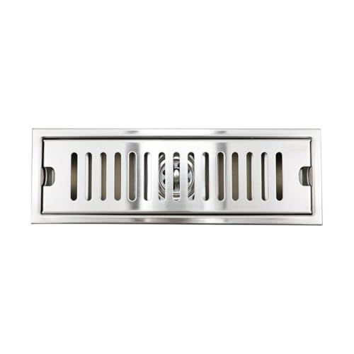 Dnyta 12 Inch Linear Shower Drain for Bathroom Shower (Silver, Fence Style) | 304 Stainless Steel Floor Drain Shower Drain with Drain Grate Removable & SS Hair Strainer, for Bathroom Kitchen or Toilet - style: Silver Fence Style + Stainless Steel Strainer