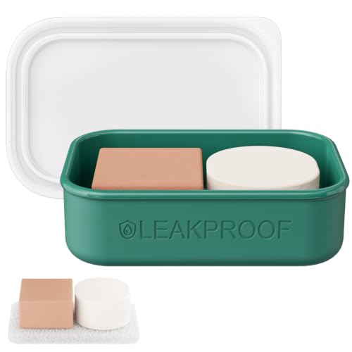 Quatish Large Leakproof Travel Soap Case, Solid Shampoo Bar Holder, Silicone Soap Box with Draining Layer, Enhanced Soap Container, Suitable for Camping, Gym, Bathroom, Outdoor Essentials, Green - color: Green, size: Large
