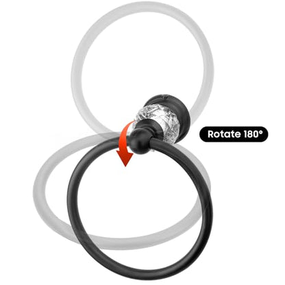Black Crystal Towel Ring, Bathroom Towel Holder Ring, Matte Black Bathroom Towel Rack Hanger Home Hand Towel Ring Towel Holder for Bathroom Wall Mounted Bathroom Accessory - color: Black