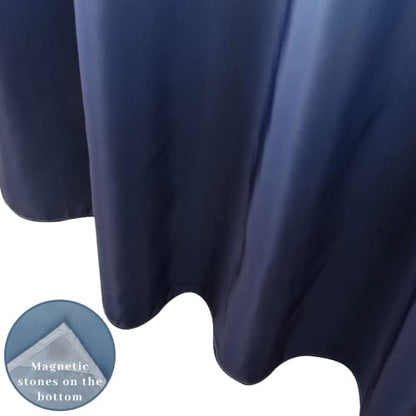 71" W x79 L Hook Free Fabric Shower Curtain with Polyester Snap-in Liner with Magnets–Hotel Quality Top See Through Gradient Blue - color: Gradient Blue, size: 71"W x 79"L (Pack of 1)