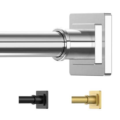 UIOSANRT Stainless Silver Shower Curtain Rod 31-68 Inches Non-Slip Shower Rod Tension Mounted No Drill Shower Curtain Rods Spring Tension Rod Adjustable Tension Curtain Rod for Windows Bathroom - color: Stainless Silver, size: 31"-68"