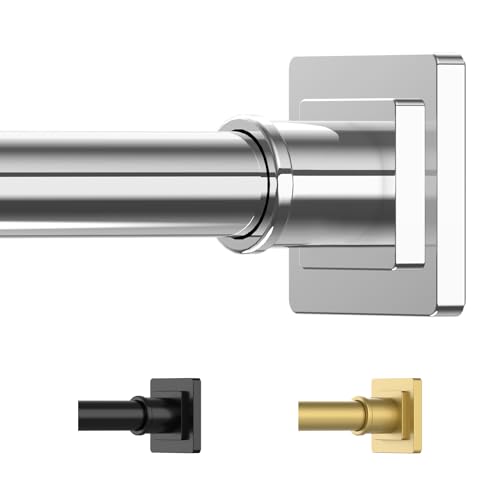 UIOSANRT Stainless Silver Shower Curtain Rod 31-79 Inches Non-Slip Shower Rod Tension Mounted No Drill Shower Curtain Rods Spring Tension Rod Adjustable Tension Curtain Rod for Windows Bathroom - color: Stainless Silver, size: 31"-79"
