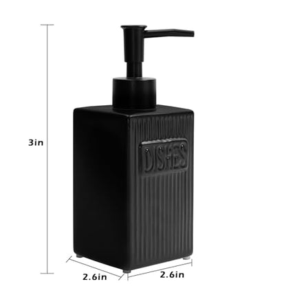 Ceramic Soap Dispenser Set, 2 Pack Hand and Dish Soap Dispenser with Funnel for Kitchen and Bathroom, Black - color: Black