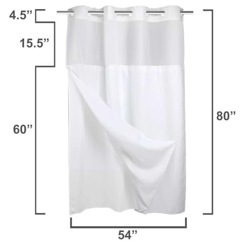 RiverDream Heavyweight Waffle No Hook Shower Curtain with Liner,White,54x80 | Dotted Waffle,Snap-in Liner,Heavy Duty,Quick Dry,Mesh Top Window,With Bottom Magnets,Hotel-Grade,Washable,Stall Long Size - color: White, size: 54"W x 80"L (Pack of 1)
