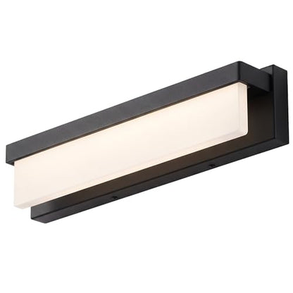 LED Bathroom Vanity Light Fixture Over Mirror 16.5 inch Modern Rectangle Black Matte Metal Lighting Bar 4000K Daylight Wall Sconce (Black) - color: Black, size: 16 inch
